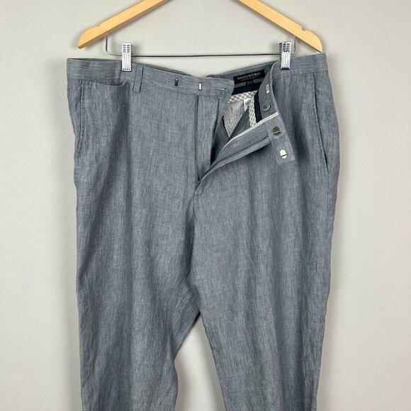 Banana Republic Modern Slim Fit Pants Mens 38x30.5 Gray 100% Linen Chino - Picture 3 of 12